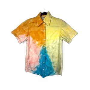 Big Bud Press Tie Dye Button Up Shirt XXS 100% Cotton Made in LA Retro